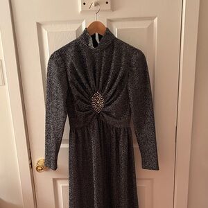 Sophisticated Long Sleeve Black Shimmer Gown